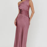 Twilight Asymmetric Neckline Maxi Dress Grape