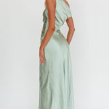 Twilight Asymmetric Neckline Maxi Dress Sage