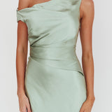 Twilight Asymmetric Neckline Maxi Dress Sage