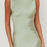 Carmine Satin Sleeveless Maxi Dress Sage
