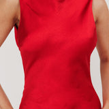 Carmine Satin Sleeveless Maxi Dress Wine