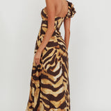 Skyla One Shoulder Ruffle Maxi Dress Leopard
