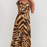 Skyla One Shoulder Ruffle Maxi Dress Leopard