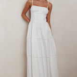 Heavenly Glow Gathered Bust A-Line Maxi Dress Off White