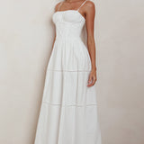 Heavenly Glow Gathered Bust A-Line Maxi Dress Off White