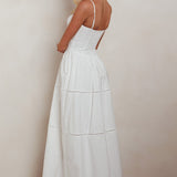 Heavenly Glow Gathered Bust A-Line Maxi Dress Off White