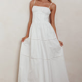 Heavenly Glow Gathered Bust A-Line Maxi Dress Off White
