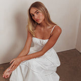 Heavenly Glow Gathered Bust A-Line Maxi Dress Off White
