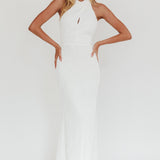 Lush Aura Crossover Halter Neck Maxi Dress White