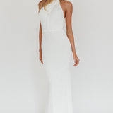 Lush Aura Crossover Halter Neck Maxi Dress White