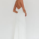 Lush Aura Crossover Halter Neck Maxi Dress White