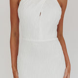 Lush Aura Crossover Halter Neck Maxi Dress White