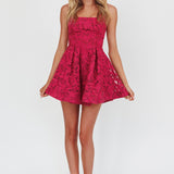Miley Embroidered A-Line Mini Dress Fuchsia