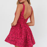 Miley Embroidered A-Line Mini Dress Fuchsia