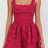 Miley Embroidered A-Line Mini Dress Fuchsia