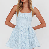 Miley Embroidered A-Line Mini Dress Light Blue