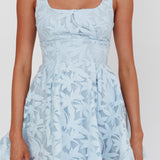 Miley Embroidered A-Line Mini Dress Light Blue