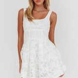 Miley Embroidered A-Line Mini Dress White