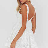 Miley Embroidered A-Line Mini Dress White