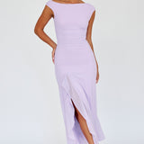 Moonlit Magic Asymmetric Neckline Maxi Dress Lilac
