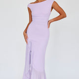 Moonlit Magic Asymmetric Neckline Maxi Dress Lilac