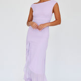 Moonlit Magic Asymmetric Neckline Maxi Dress Lilac