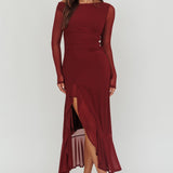 Moonlit Magic Long Sleeve Maxi Dress Wine
