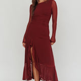 Moonlit Magic Long Sleeve Maxi Dress Wine