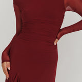 Moonlit Magic Long Sleeve Maxi Dress Wine