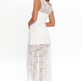 Moonlit Magic Asymmetric Neckline Lace Maxi Dress White