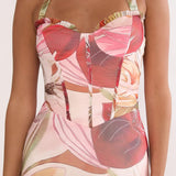 Moonlit Magic Halterneck Split Maxi Dress Floral Red