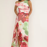 Moonlit Magic Asymmetric Neckline Maxi Dress Floral