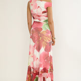 Moonlit Magic Asymmetric Neckline Maxi Dress Floral
