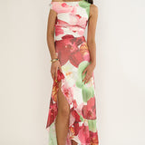 Moonlit Magic Asymmetric Neckline Maxi Dress Floral