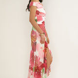 Moonlit Magic Asymmetric Neckline Maxi Dress Floral