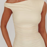 Moonlit Magic Asymmetric Neckline Maxi Dress Light Yellow