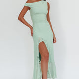Moonlit Magic Asymmetric Neckline Maxi Dress Sage