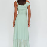 Moonlit Magic Asymmetric Neckline Maxi Dress Sage