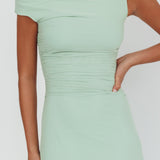 Moonlit Magic Asymmetric Neckline Maxi Dress Sage