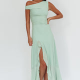 Moonlit Magic Asymmetric Neckline Maxi Dress Sage