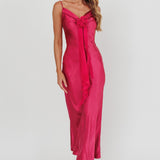 Afterglow Backless Cowl Neck Maxi Dress Berry