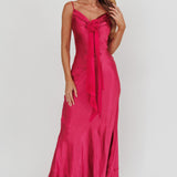 Afterglow Backless Cowl Neck Maxi Dress Berry