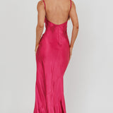 Afterglow Backless Cowl Neck Maxi Dress Berry