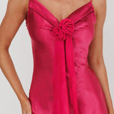 Afterglow Backless Cowl Neck Maxi Dress Berry
