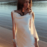 Afterglow Backless Cowl Neck Maxi Dress Off White