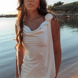 Afterglow Backless Cowl Neck Maxi Dress Off White