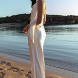 Afterglow Backless Cowl Neck Maxi Dress Off White