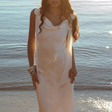 Afterglow Backless Cowl Neck Maxi Dress Off White