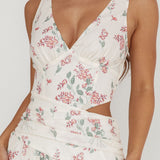 First Dates Waist Cut-Out Maxi Dress Floral Cream/Pink