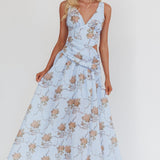 First Dates Waist Cut-Out Maxi Dress Floral Blue